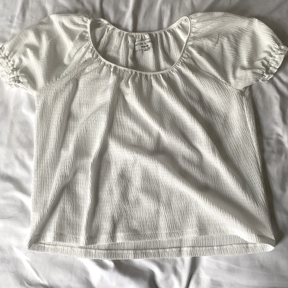 MADEWELL - WHITE PUFF SLEEVE TOP